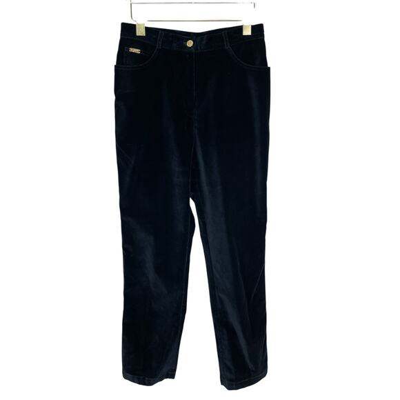 St. John Sport by Marie Gray High Rise Straight Leg Velvet Pants Black Size 8 - Picture 1 of 12
